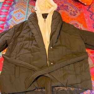 Blank NYC Olive Puffer Jacket with Hood